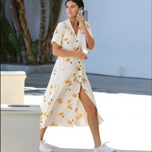 Urban Outfitters Floral Dot buttondown midi dress